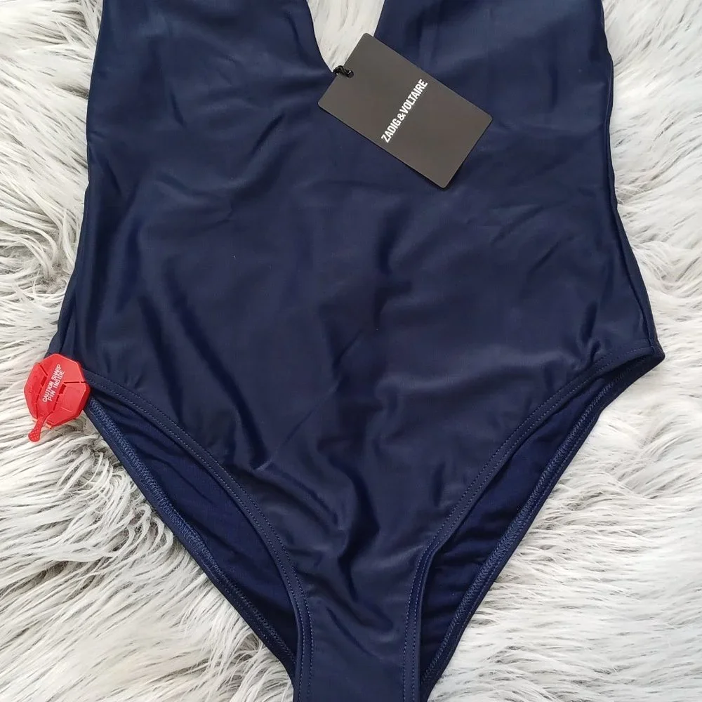 New Zadig & Voltaire Girls Can Do Anything Navy One Piece Swimsuit - Picture 8 of 8